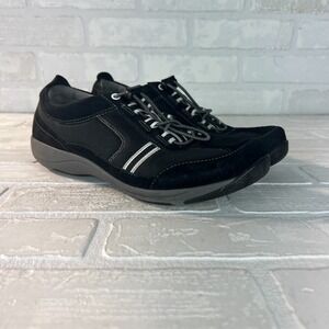 Dansko 39 Helen Sneakers Womens 8.5 9 Black Suede Leather Mesh Comfort Cushion